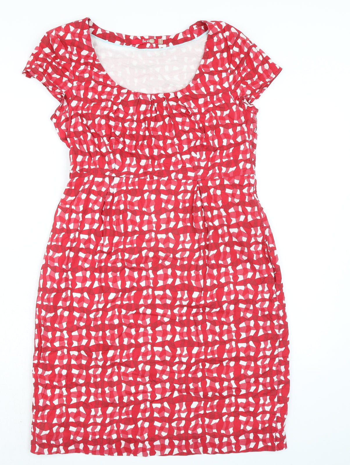 Boden Womens Red 100% Cotton A-Line Size 12 Round Neck Zip - High Empire Line