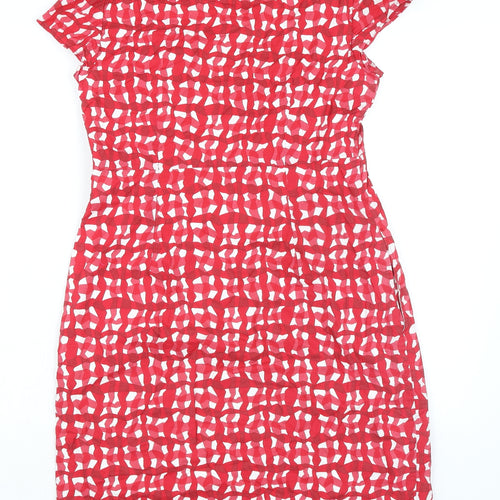 Boden Womens Red 100% Cotton A-Line Size 12 Round Neck Zip - High Empire Line