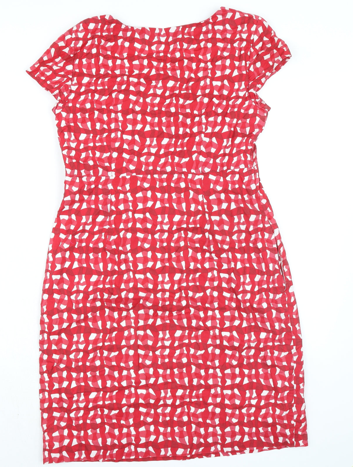 Boden Womens Red 100% Cotton A-Line Size 12 Round Neck Zip - High Empire Line