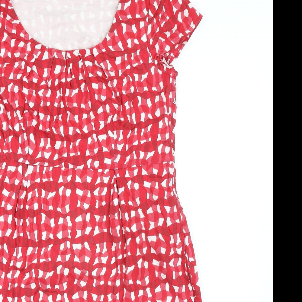 Boden Womens Red 100% Cotton A-Line Size 12 Round Neck Zip - High Empire Line