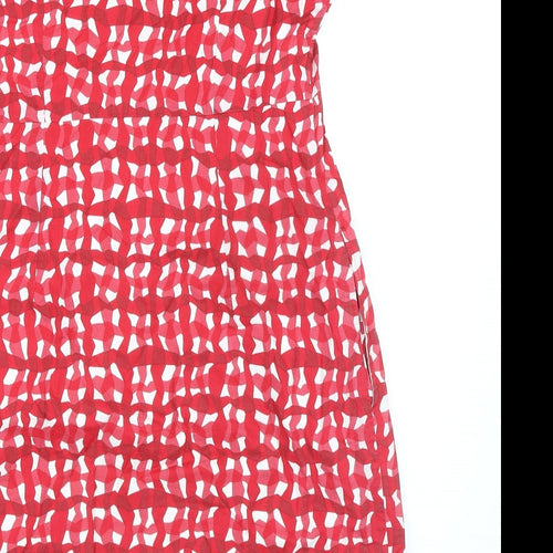 Boden Womens Red 100% Cotton A-Line Size 12 Round Neck Zip - High Empire Line