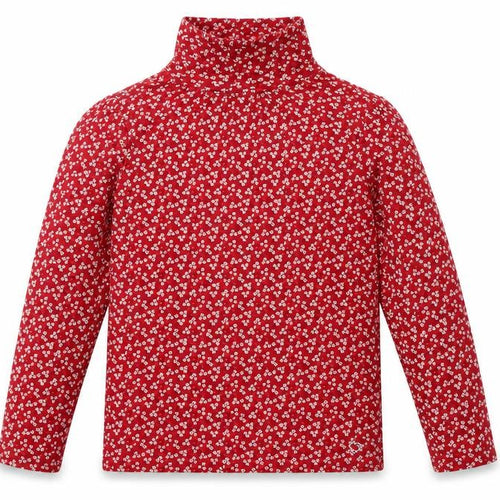 Gap Girls Red Roll Neck Floral 100% Cotton Pullover Jumper Size 10-11 Years Pullover - Ribbed
