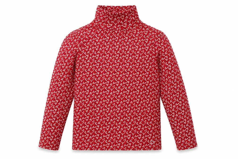 Gap Girls Red Roll Neck Floral 100% Cotton Pullover Jumper Size 10-11 Years Pullover - Ribbed