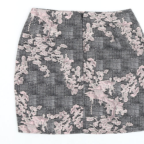 Missguided Womens Multicoloured Polyester A-Line Skirt Size 8 Zip