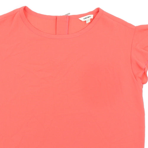 Koton Womens Pink Polyester Basic Blouse Size 8 Round Neck - Ruffled Sleeves