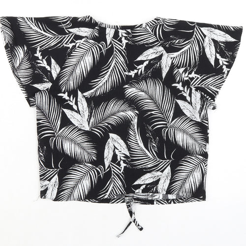 H&M Girls Black Polyester Basic Blouse Size 12-13 Years Round Neck Pullover - Palms