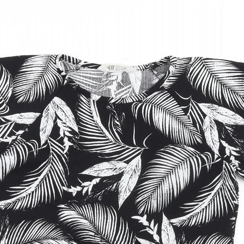 H&M Girls Black Polyester Basic Blouse Size 12-13 Years Round Neck Pullover - Palms