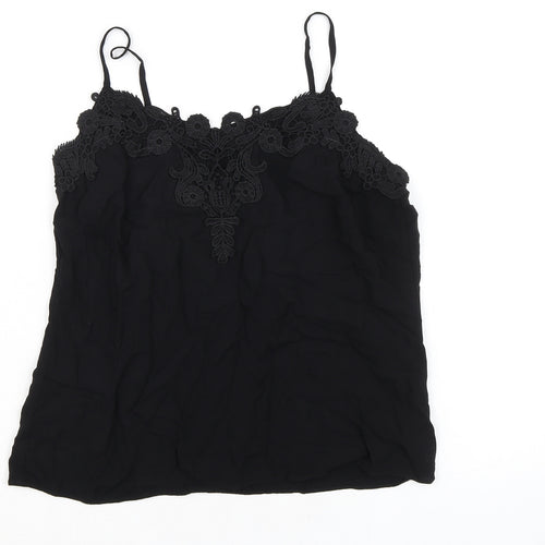 Oasis Womens Black Polyester Camisole Blouse Size 10 V-Neck - Adjustable Straps