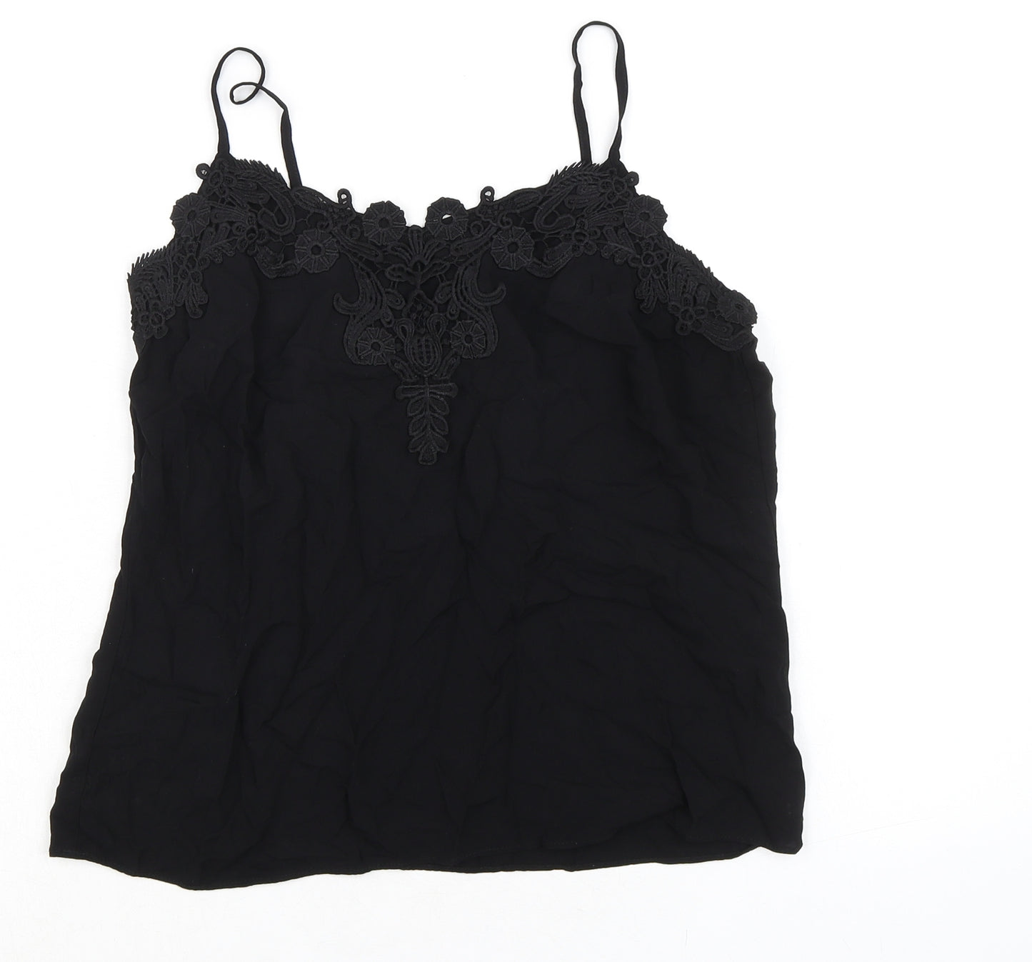 Oasis Womens Black Polyester Camisole Blouse Size 10 V-Neck - Adjustable Straps