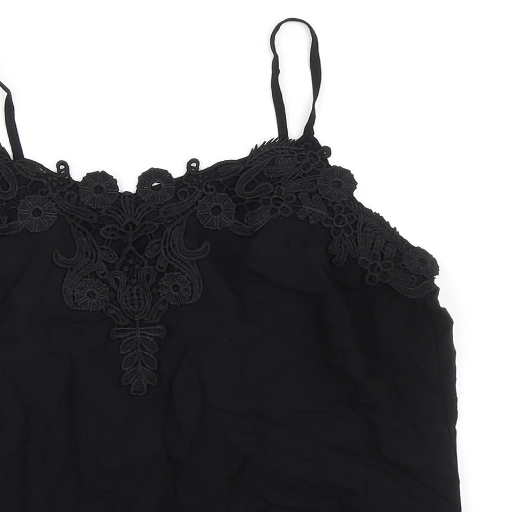 Oasis Womens Black Polyester Camisole Blouse Size 10 V-Neck - Adjustable Straps