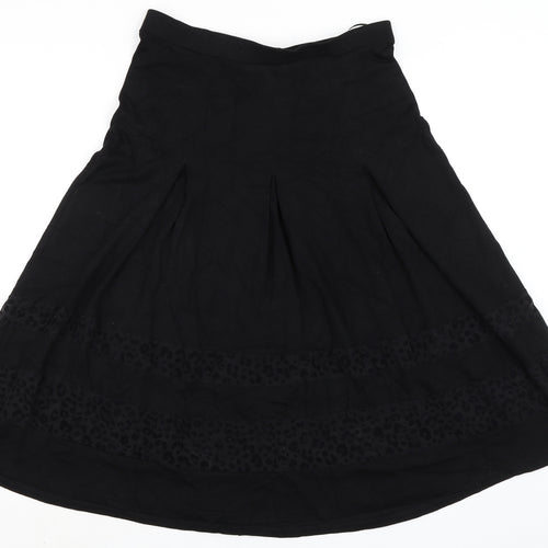 Marks and Spencer Womens Black Viscose A-Line Skirt Size 12 - Animal Print