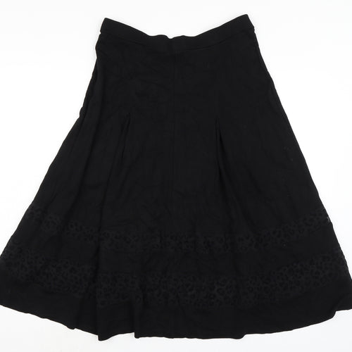 Marks and Spencer Womens Black Viscose A-Line Skirt Size 12 - Animal Print