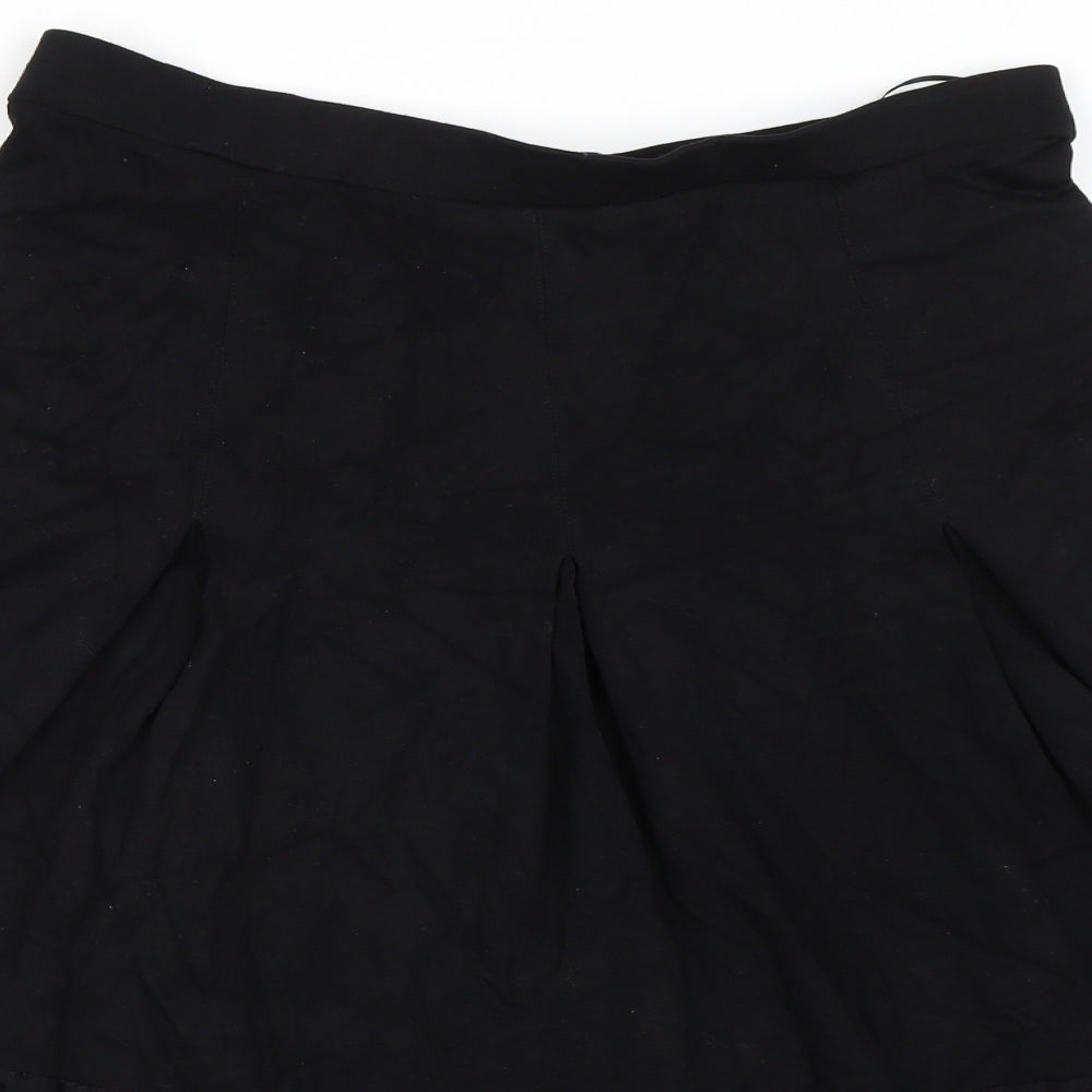 Marks and Spencer Womens Black Viscose A-Line Skirt Size 12 - Animal Print