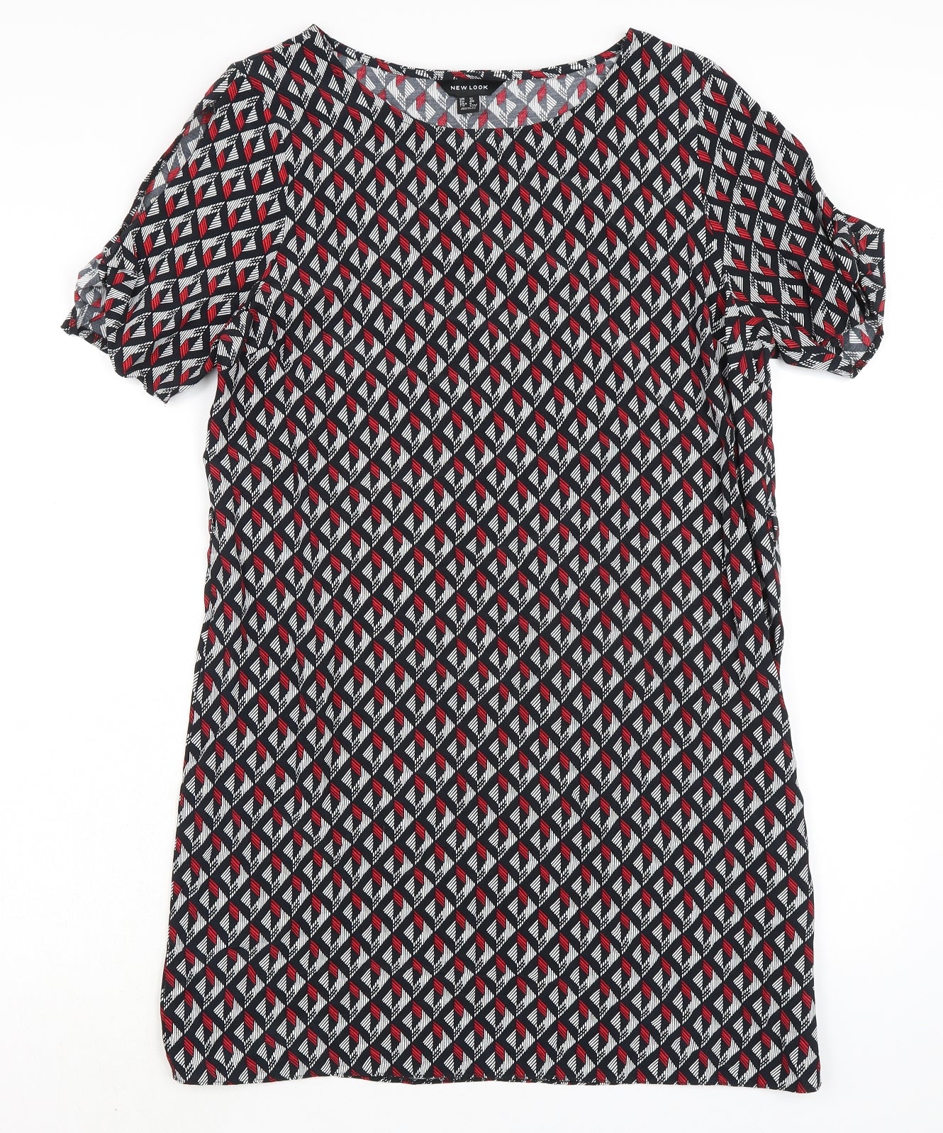 New Look Womens Multicoloured Viscose Shirt Dress Size 12 Boat Neck Pullover - Cold Shoulder