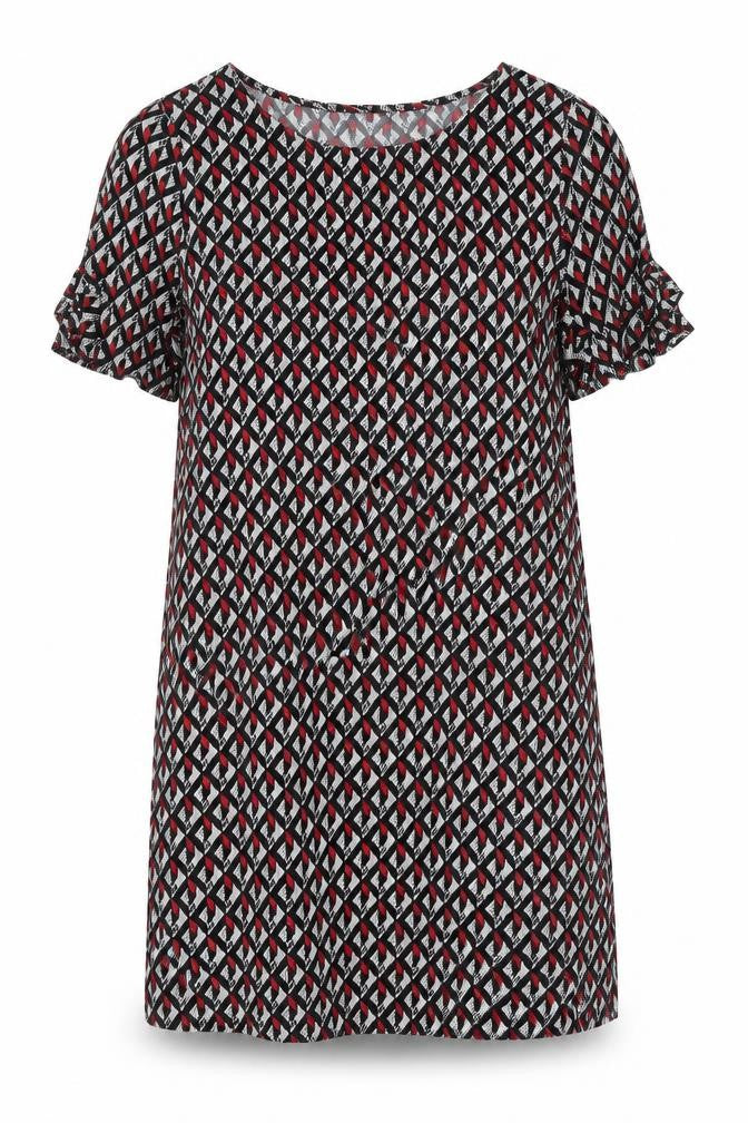 New Look Womens Multicoloured Viscose Shirt Dress Size 12 Boat Neck Pullover - Cold Shoulder
