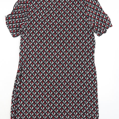 New Look Womens Multicoloured Viscose Shirt Dress Size 12 Boat Neck Pullover - Cold Shoulder