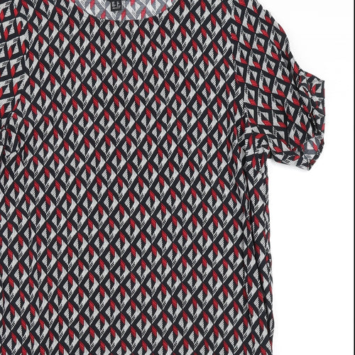 New Look Womens Multicoloured Viscose Shirt Dress Size 12 Boat Neck Pullover - Cold Shoulder