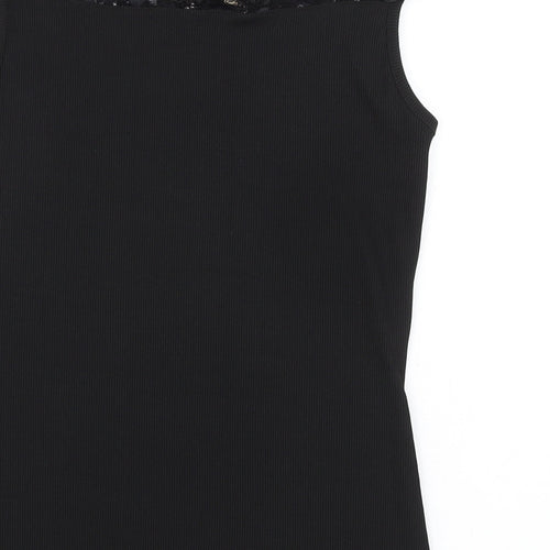 Lipsy London Womens Black Polyester Basic Blouse Size 14 Off the Shoulder - Lace Detail