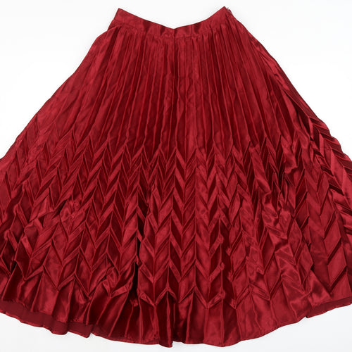 Cameo Rose Womens Red Polyester A-Line Skirt Size 12 Zip - Pleated