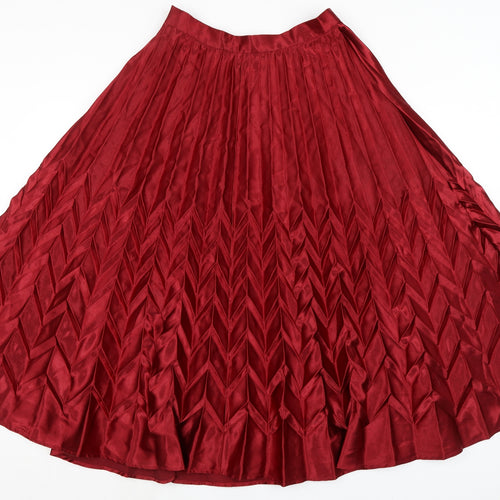 Cameo Rose Womens Red Polyester A-Line Skirt Size 12 Zip - Pleated
