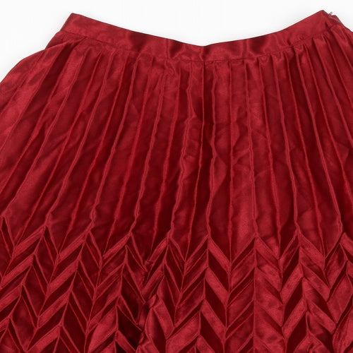 Cameo Rose Womens Red Polyester A-Line Skirt Size 12 Zip - Pleated