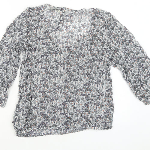 River Island Womens Multicoloured Floral Viscose Basic Blouse Size 14 V-Neck - Elasticated Waist