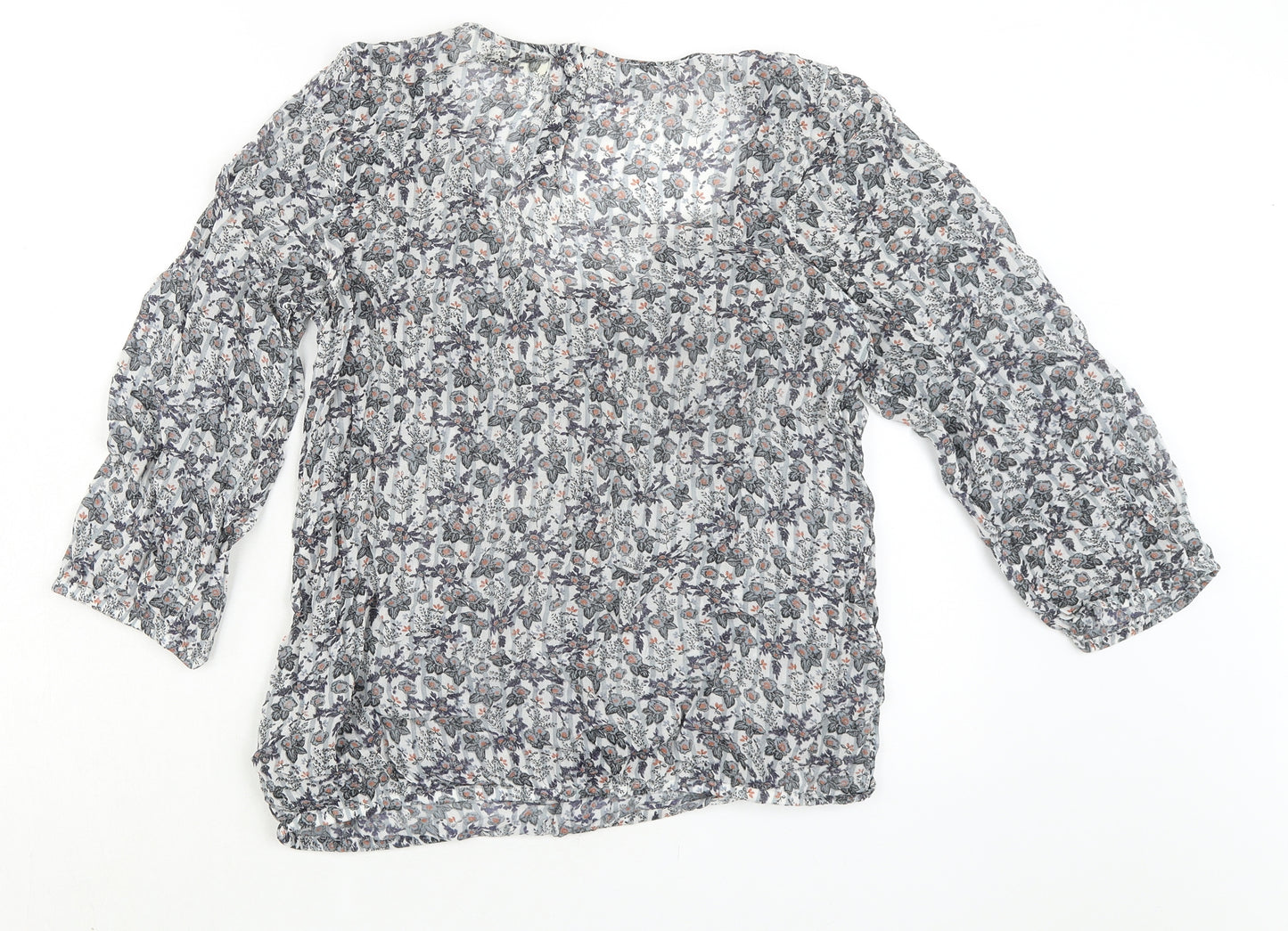 River Island Womens Multicoloured Floral Viscose Basic Blouse Size 14 V-Neck - Elasticated Waist