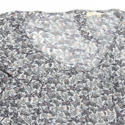 River Island Womens Multicoloured Floral Viscose Basic Blouse Size 14 V-Neck - Elasticated Waist