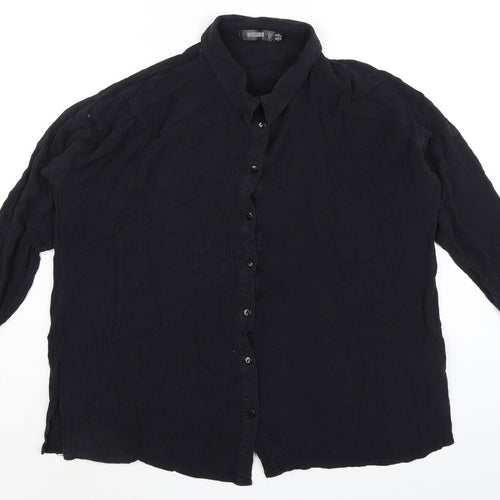 Missguided Womens Black Viscose Basic Blouse Size 10 Collared