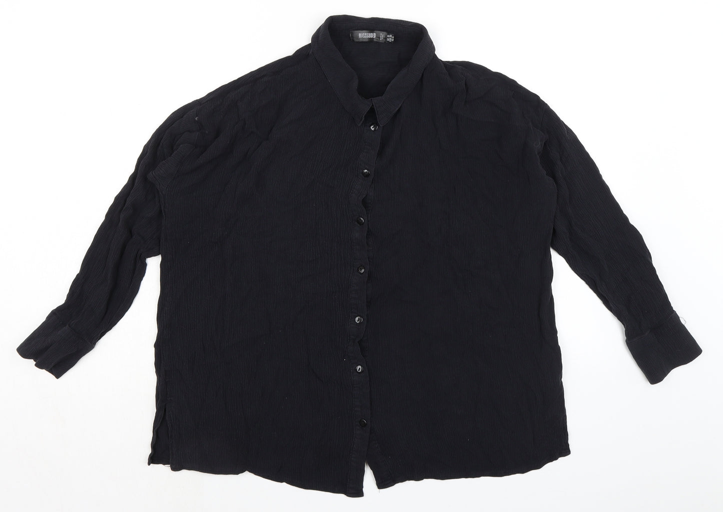Missguided Womens Black Viscose Basic Blouse Size 10 Collared