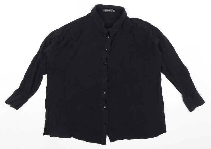 Missguided Womens Black Viscose Basic Blouse Size 10 Collared