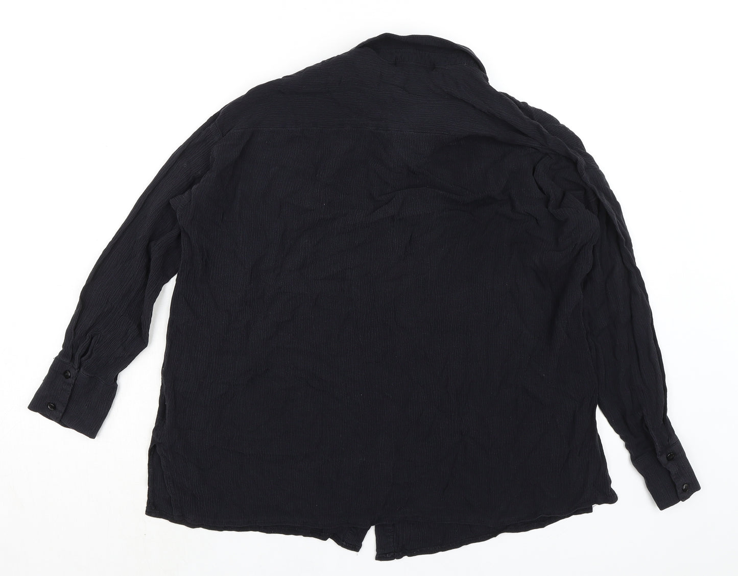 Missguided Womens Black Viscose Basic Blouse Size 10 Collared