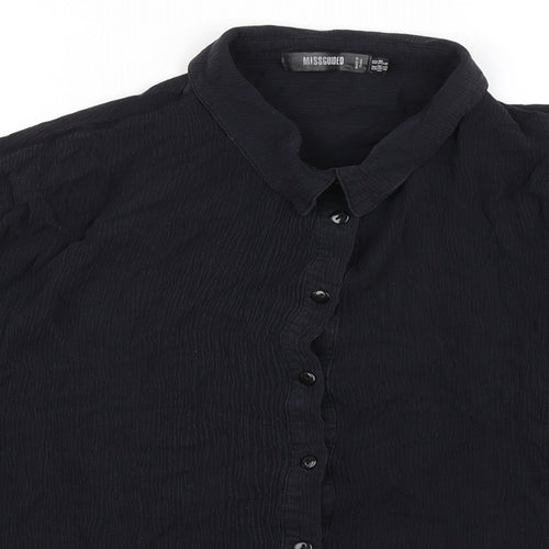 Missguided Womens Black Viscose Basic Blouse Size 10 Collared