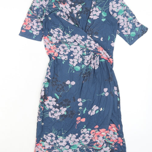 Monsoon Womens Multicoloured Floral Viscose A-Line Size 10 V-Neck Pullover - Wrap