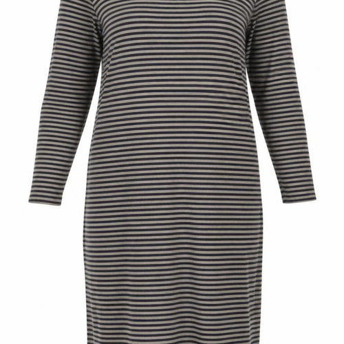 Marks and Spencer Womens Black Striped Polyester Pencil Dress Size 16 Scoop Neck Pullover - Ribbed