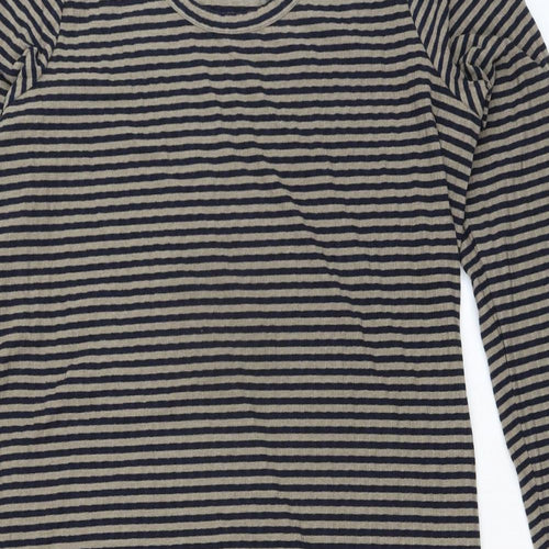 Marks and Spencer Womens Black Striped Polyester Pencil Dress Size 16 Scoop Neck Pullover - Ribbed