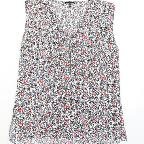 Warehouse Womens Multicoloured Floral Polyester Basic Blouse Size 12 V-Neck