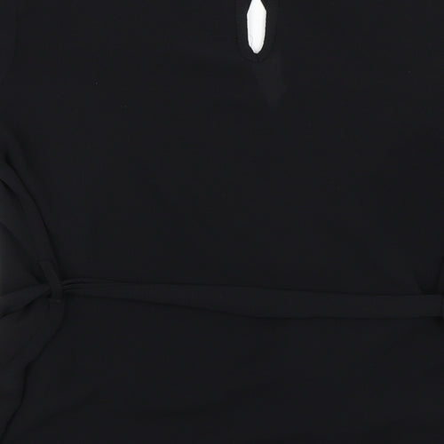 New Look Womens Black Polyester Basic Blouse Size 8 Round Neck - Key Hole Neck Line