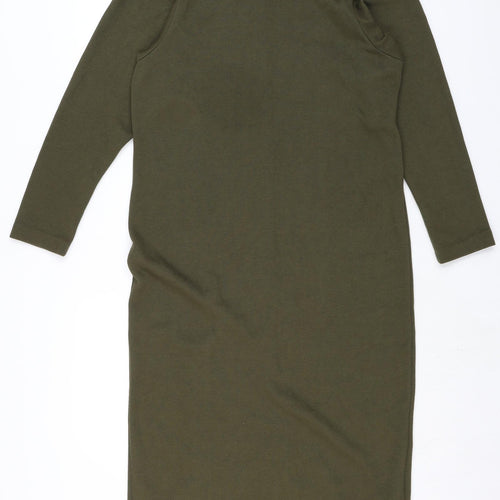 WEEKENDERS Womens Green Cotton Shirt Dress Size M Roll Neck Pullover - Ribbed