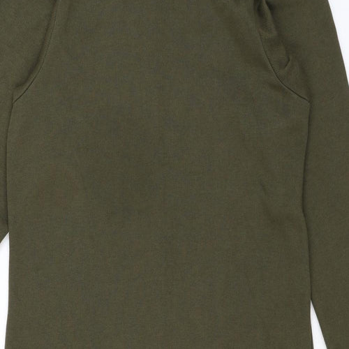 WEEKENDERS Womens Green Cotton Shirt Dress Size M Roll Neck Pullover - Ribbed