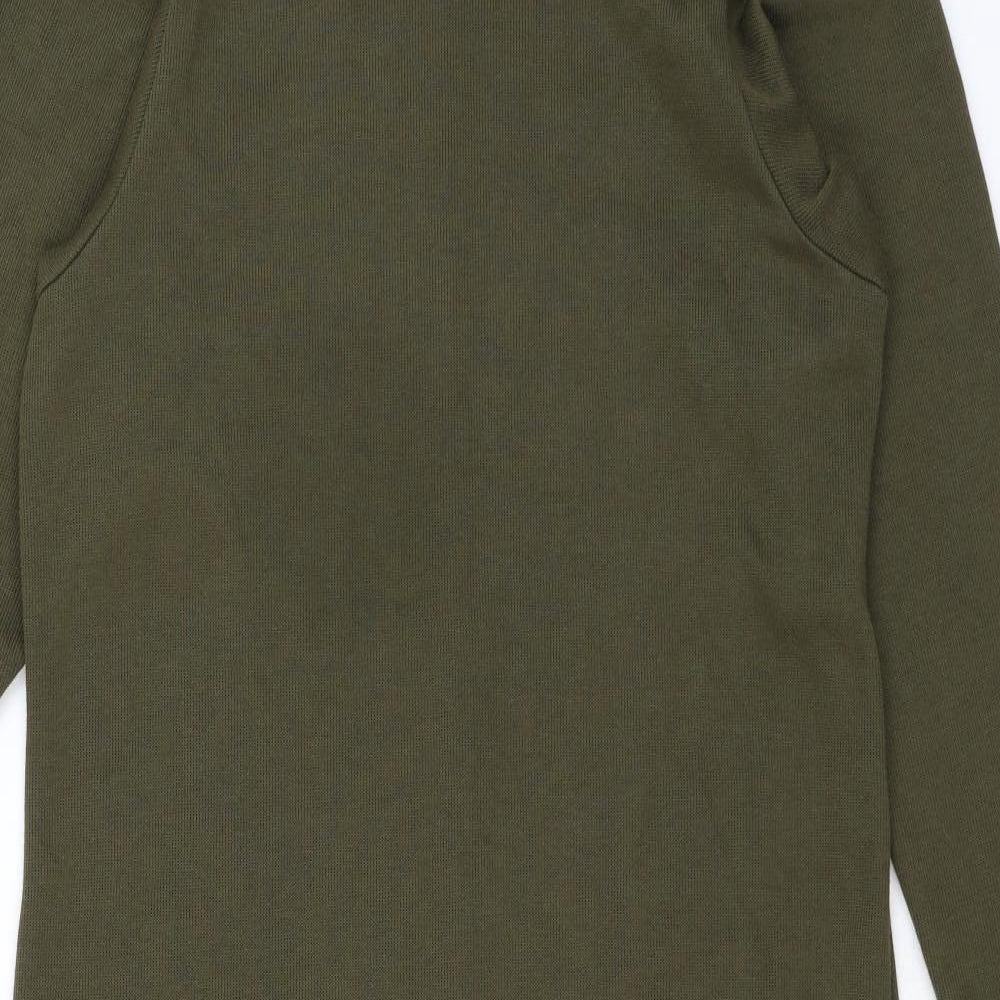WEEKENDERS Womens Green Cotton Shirt Dress Size M Roll Neck Pullover - Ribbed
