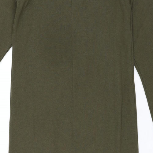 WEEKENDERS Womens Green Cotton Shirt Dress Size M Roll Neck Pullover - Ribbed