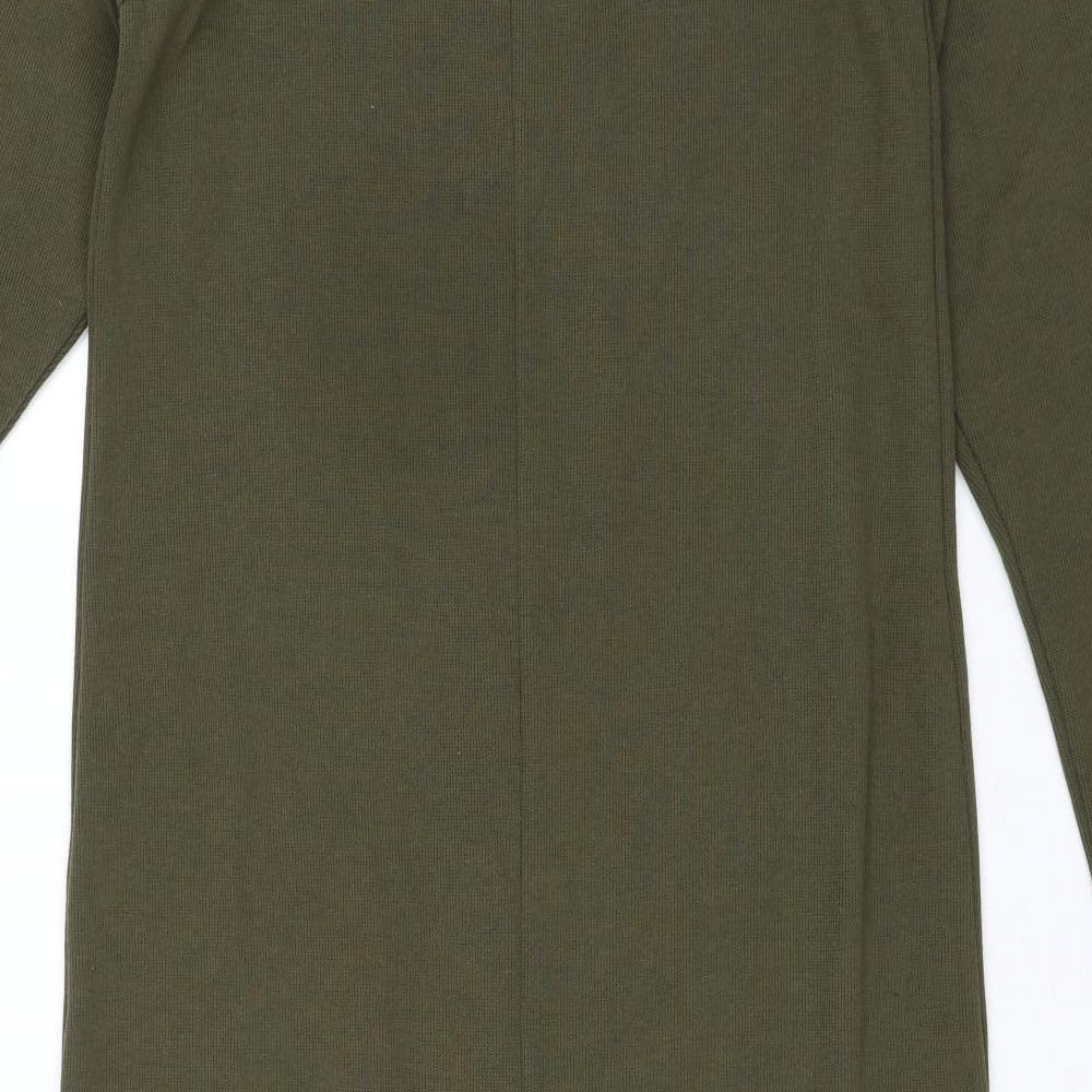WEEKENDERS Womens Green Cotton Shirt Dress Size M Roll Neck Pullover - Ribbed