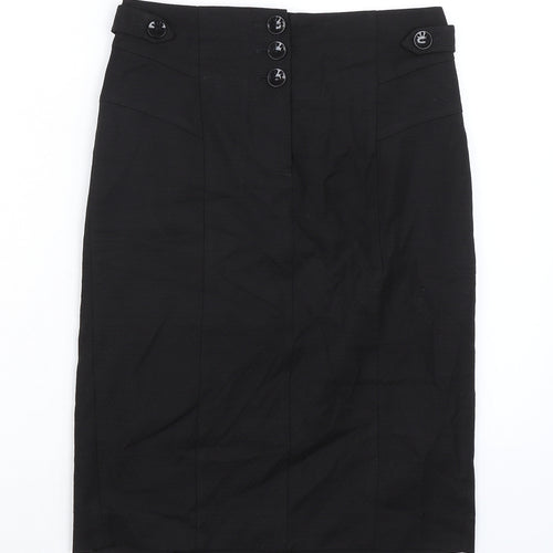 NEXT Womens Black Polyester A-Line Skirt Size 10 Zip - Pleated