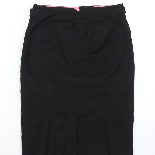 NEXT Womens Black Polyester A-Line Skirt Size 10 Zip - Pleated