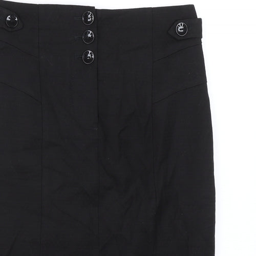 NEXT Womens Black Polyester A-Line Skirt Size 10 Zip - Pleated