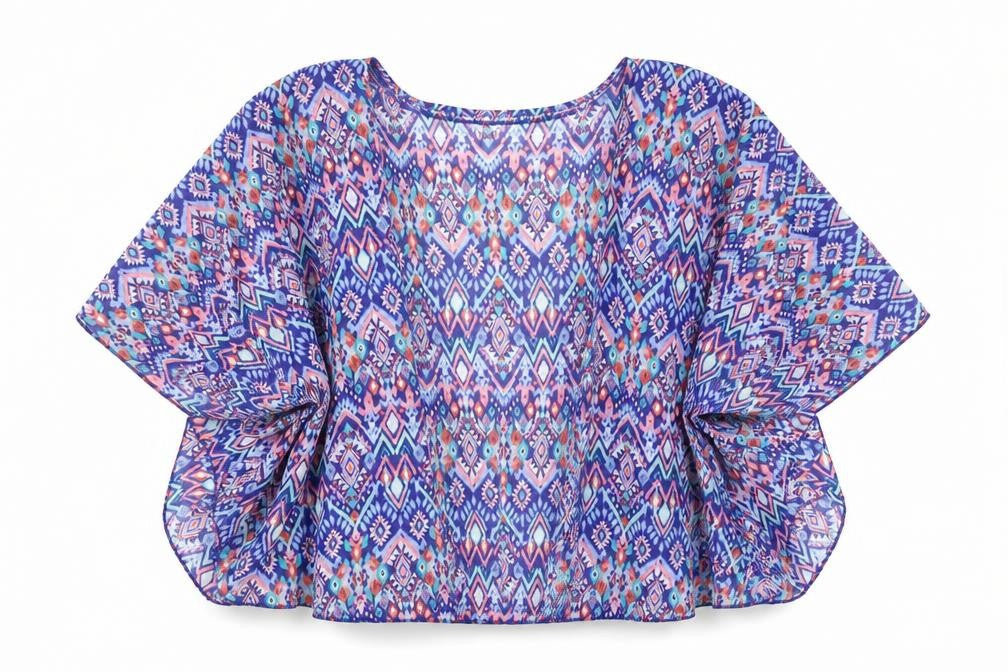 Front view of Divided by H&M women’s multicoloured polyester kimono blouse, size S, v-neck - shear