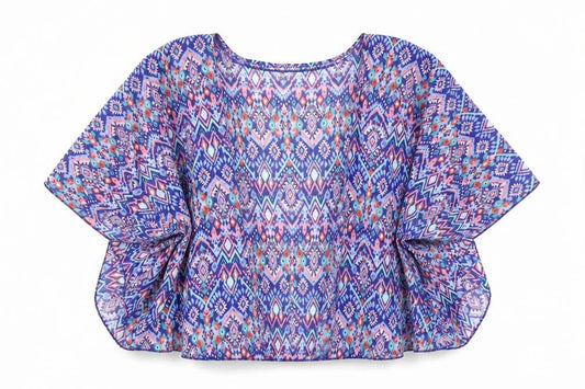 Front view of Divided by H&M women’s multicoloured polyester kimono blouse, size S, v-neck - shear