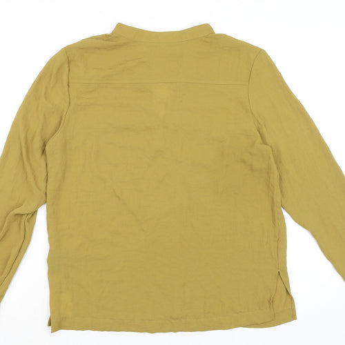 H&M Womens Green Polyester Basic Blouse Size 10 Mock Neck