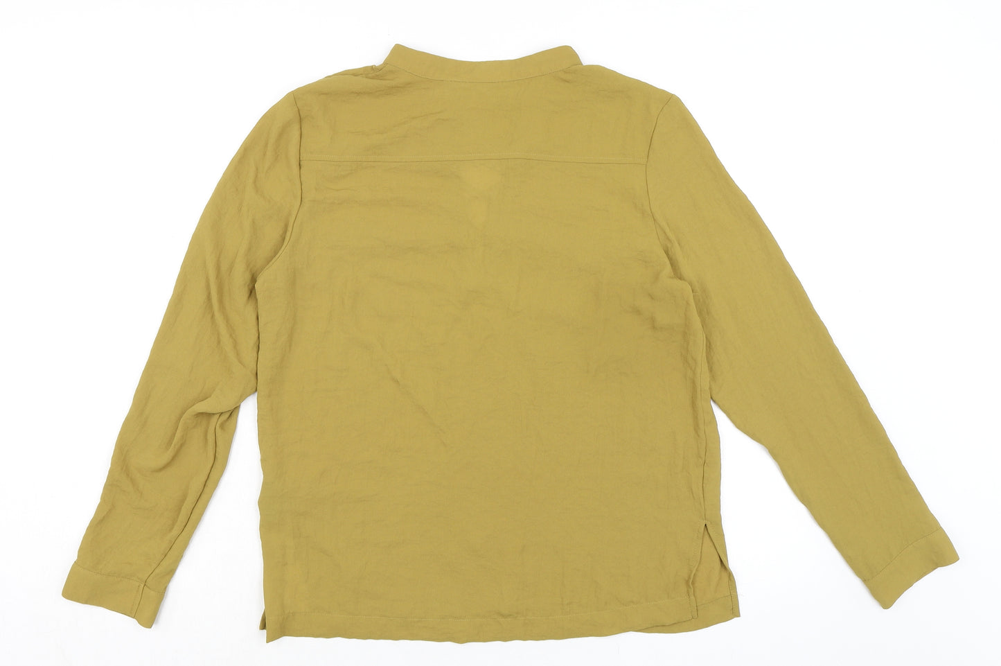 H&M Womens Green Polyester Basic Blouse Size 10 Mock Neck